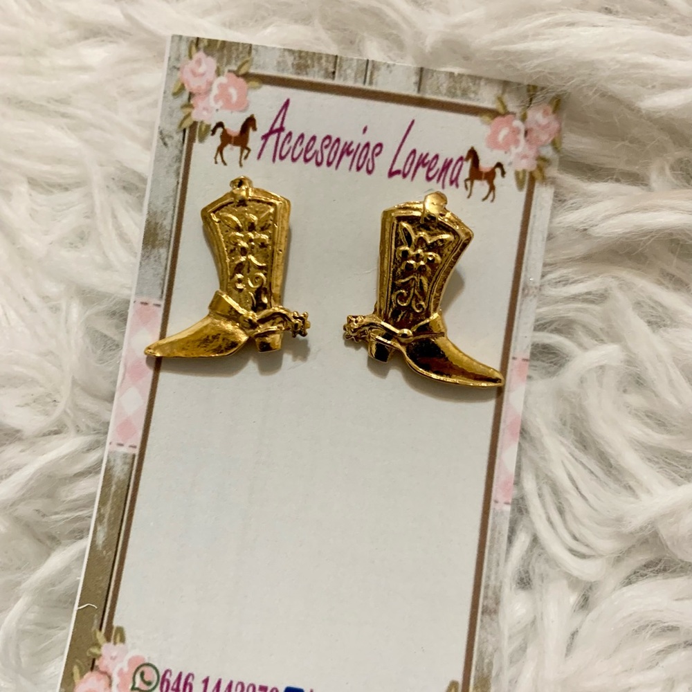 Gold color cowgirl boot earrings slim boot form
